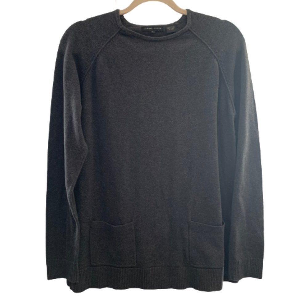 Jeanne Pierre Large Dark Gray 100% Cotton Tunic Women's Sweater Shirt GUC
